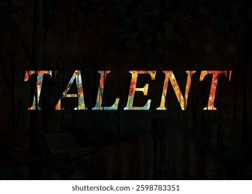 Abstract Talent Text Effect Design Black Background