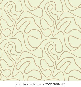 Abstract tan Minimal brush swirl lines seamless pattern on beige background. For wallpaper, home décor and textile