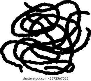 Abstract tangle of hand-drawn wobbly lines. Mind Spaghetti, scribbled confusion