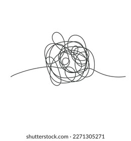 Abstract tangle tangled. Metaphor of business problem solving or difficult situation. Vector illustration isolated on white background.