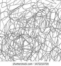 Abstract tangle texture. Monochrome wallpaper. Hand drawn dinamic scrawls. Black and white illustration