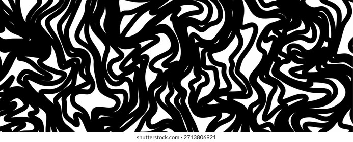 Abstractas líneas negras enredadas que crean un patrón orgánico caótico y dinámico para los fondos y texturas de Diseño gráfico modernos