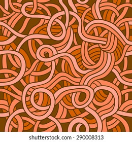 Abstract tangled cord, rope, plexus, macaroni seamless pattern.