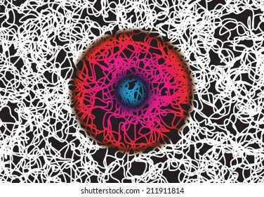 Abstract tangled fibers vector background. 