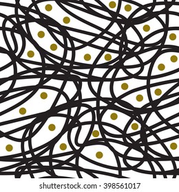 Abstract tangled hank of thin lines vector seamless pattern. Modern stylish texture. 