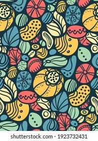 Abstract tangled leaves seamless pattern. Colorful wavy striped background. Endless backdrop. Vector illustration