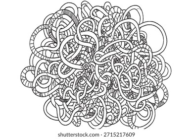 Ilustração de Rabisco de Arte com Linha Emaranhada