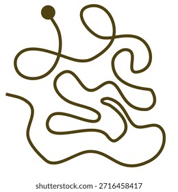 Arte abstrata em linha emaranhada com um único ponto criando um elemento de design moderno e conceitual