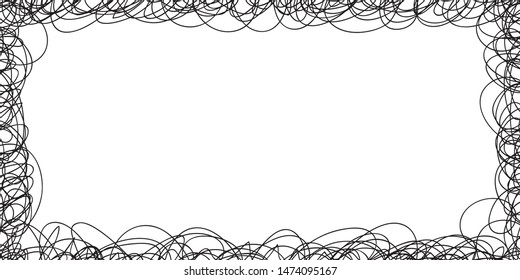 Abstract tangled texture. Monochrome wallpaper. Black and white illustration