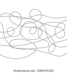 Abstract tangled texture. Random chaotic lines. Hand drawn object from the beginning and the end. Vector illustration.