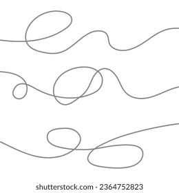 Abstract tangled texture. Random chaotic lines. Hand drawn object from the beginning and the end. Vector illustration