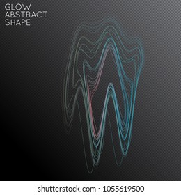 Abstract tangled threads shape isolated on transparent black background. Bright colorful gradient blend creates liquid motion with transparent glow. Energy power plasma with futuristic edge blur 