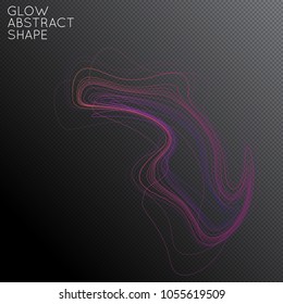Abstract tangled threads shape isolated on transparent black background. Bright colorful gradient blend creates liquid motion with transparent glow. Energy power plasma with futuristic edge blur 