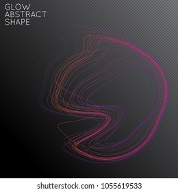Abstract tangled threads shape isolated on transparent black background. Bright colorful gradient blend creates liquid motion with transparent glow. Energy power plasma with futuristic edge blur 