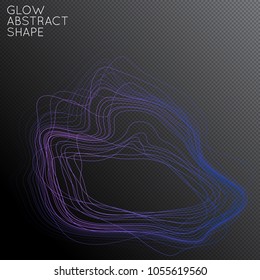 Abstract tangled threads shape isolated on transparent black background. Bright colorful gradient blend creates liquid motion with transparent glow. Energy power plasma with futuristic edge blur 