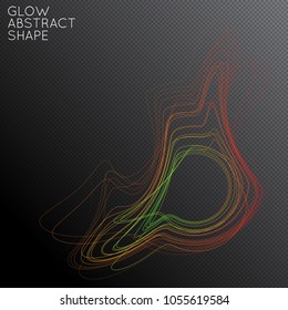 Abstract tangled threads shape isolated on transparent black background. Bright colorful gradient blend creates liquid motion with transparent glow. Energy power plasma with futuristic edge blur 