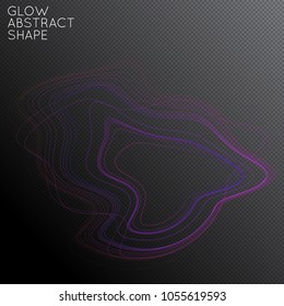 Abstract tangled threads shape isolated on transparent black background. Bright colorful gradient blend creates liquid motion with transparent glow. Energy power plasma with futuristic edge blur 