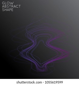 Abstract tangled threads shape isolated on transparent black background. Bright colorful gradient blend creates liquid motion with transparent glow. Energy power plasma with futuristic edge blur 