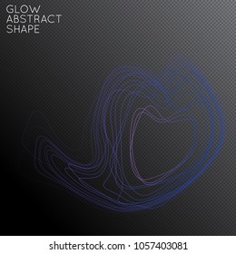 Abstract tangled threads shape isolated on transparent black background. Bright colorful gradient blend creates liquid motion with transparent glow. Energy power plasma with futuristic edge blur 