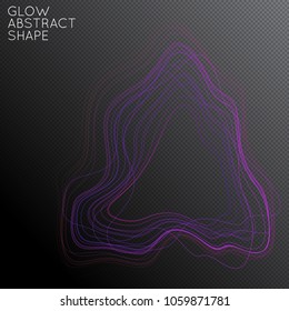Abstract tangled threads shape isolated on transparent black background. Bright colorful gradient blend creates liquid motion with transparent glow. Energy power plasma with futuristic edge blur