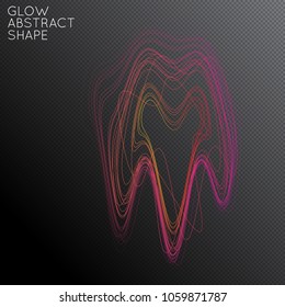 Abstract tangled threads shape isolated on transparent black background. Bright colorful gradient blend creates liquid motion with transparent glow. Energy power plasma with futuristic edge blur