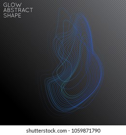 Abstract tangled threads shape isolated on transparent black background. Bright colorful gradient blend creates liquid motion with transparent glow. Energy power plasma with futuristic edge blur