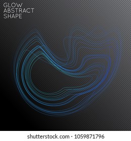 Abstract tangled threads shape isolated on transparent black background. Bright colorful gradient blend creates liquid motion with transparent glow. Energy power plasma with futuristic edge blur
