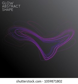 Abstract tangled threads shape isolated on transparent black background. Bright colorful gradient blend creates liquid motion with transparent glow. Energy power plasma with futuristic edge blur
