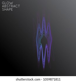 Abstract tangled threads shape isolated on transparent black background. Bright colorful gradient blend creates liquid motion with transparent glow. Energy power plasma with futuristic edge blur