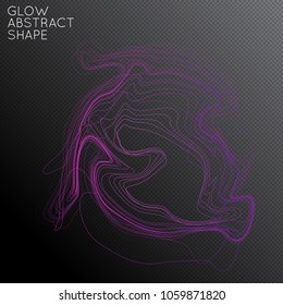 Abstract tangled threads shape isolated on transparent black background. Bright colorful gradient blend creates liquid motion with transparent glow. Energy power plasma with futuristic edge blur