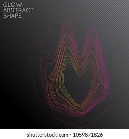 Abstract tangled threads shape isolated on transparent black background. Bright colorful gradient blend creates liquid motion with transparent glow. Energy power plasma with futuristic edge blur