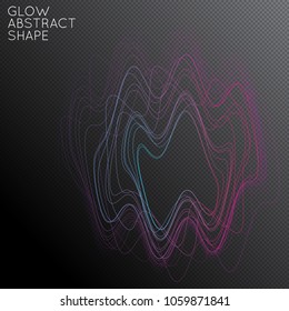 Abstract tangled threads shape isolated on transparent black background. Bright colorful gradient blend creates liquid motion with transparent glow. Energy power plasma with futuristic edge blur