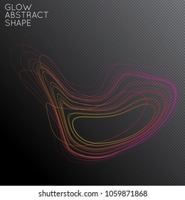 Abstract tangled threads shape isolated on transparent black background. Bright colorful gradient blend creates liquid motion with transparent glow. Energy power plasma with futuristic edge blur