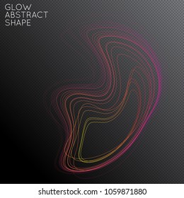 Abstract tangled threads shape isolated on transparent black background. Bright colorful gradient blend creates liquid motion with transparent glow. Energy power plasma with futuristic edge blur