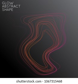 Abstract tangled threads shape isolated on transparent black background. Bright colorful gradient blend creates liquid motion with transparent glow. Energy power plasma with futuristic edge blur.