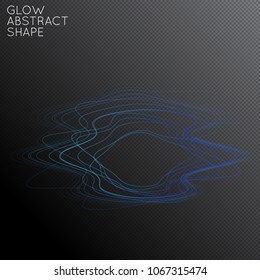 Abstract tangled threads shape isolated on transparent black background. Bright colorful gradient blend creates liquid motion with transparent glow. Energy power plasma with futuristic edge blur.