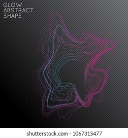 Abstract tangled threads shape isolated on transparent black background. Bright colorful gradient blend creates liquid motion with transparent glow. Energy power plasma with futuristic edge blur.