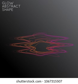 Abstract tangled threads shape isolated on transparent black background. Bright colorful gradient blend creates liquid motion with transparent glow. Energy power plasma with futuristic edge blur.