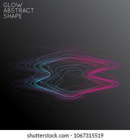 Abstract tangled threads shape isolated on transparent black background. Bright colorful gradient blend creates liquid motion with transparent glow. Energy power plasma with futuristic edge blur.