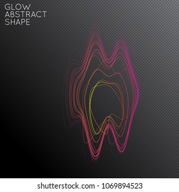 Abstract tangled threads shape isolated on transparent black background. Bright colorful gradient blend creates liquid motion with transparent glow. Energy power plasma with futuristic edge blur 