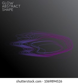 Abstract tangled threads shape isolated on transparent black background. Bright colorful gradient blend creates liquid motion with transparent glow. Energy power plasma with futuristic edge blur 