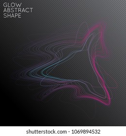 Abstract tangled threads shape isolated on transparent black background. Bright colorful gradient blend creates liquid motion with transparent glow. Energy power plasma with futuristic edge blur 