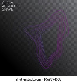 Abstract tangled threads shape isolated on transparent black background. Bright colorful gradient blend creates liquid motion with transparent glow. Energy power plasma with futuristic edge blur 