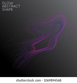 Abstract tangled threads shape isolated on transparent black background. Bright colorful gradient blend creates liquid motion with transparent glow. Energy power plasma with futuristic edge blur 