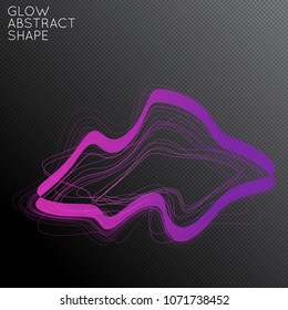 Abstract tangled threads shape isolated on transparent black background. Bright colorful gradient blend creates liquid motion with transparent glow. Energy power plasma with futuristic edge blur