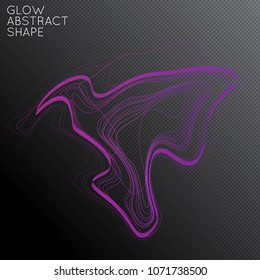Abstract tangled threads shape isolated on transparent black background. Bright colorful gradient blend creates liquid motion with transparent glow. Energy power plasma with futuristic edge blur