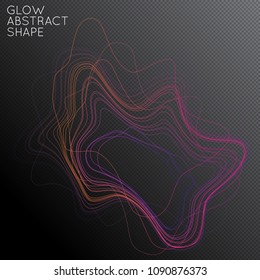 Abstract tangled threads shape isolated on transparent black background. Bright colorful gradient blend creates liquid motion with transparent glow. Energy power plasma with futuristic edge blur 