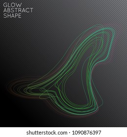 Abstract tangled threads shape isolated on transparent black background. Bright colorful gradient blend creates liquid motion with transparent glow. Energy power plasma with futuristic edge blur 