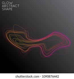 Abstract tangled threads shape isolated on transparent black background. Bright colorful gradient blend creates liquid motion with transparent glow. Energy power plasma with futuristic edge blur 