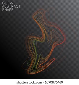 Abstract tangled threads shape isolated on transparent black background. Bright colorful gradient blend creates liquid motion with transparent glow. Energy power plasma with futuristic edge blur 